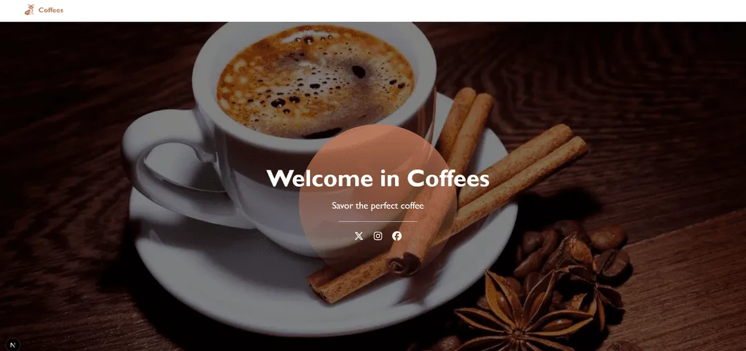 Aperçu de la page d’accueil de la template Coffee Shop