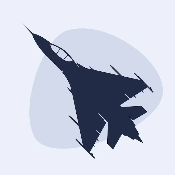 Silhouette du Rafale sur fond bleu pâle
